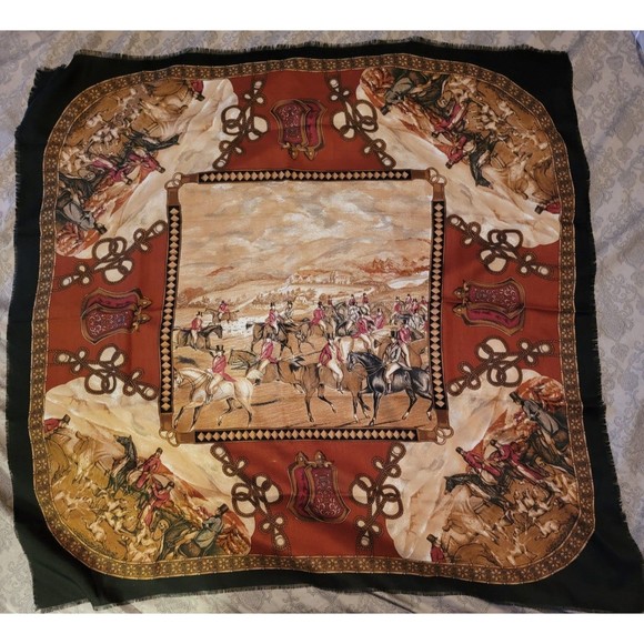Vintage equestrian scene scarf - Picture 1 of 3